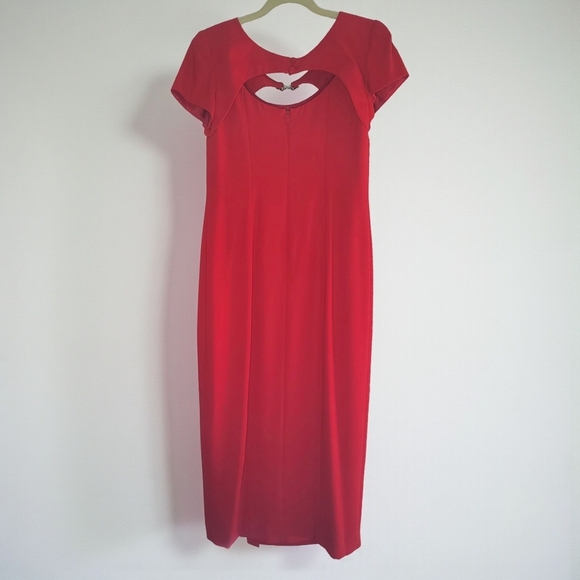 Donna Ricco Scarlet Maxi Dress with Sexy Leg Slit - Picture 2 of 8